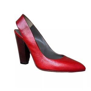 Vintage Dolce and Gabbana Block Heels Red Leather Shoes 38